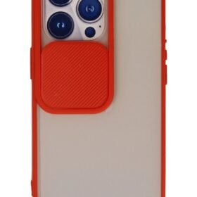 iPhone 13 Pro Kılıf Palm Buzlu Kamera Sürgülü Silikon - Kırmızı-(5796)