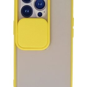 iPhone 13 Pro Kılıf Palm Buzlu Kamera Sürgülü Silikon - Sarı-(5796)