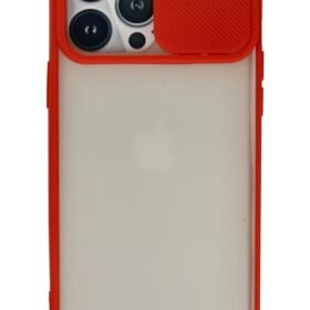 iPhone 13 Pro Max Kılıf Palm Buzlu Kamera Sürgülü Silikon - Kırmızı-(5796)