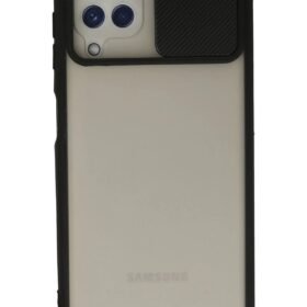 Samsung Galaxy A22 Kılıf Palm Buzlu Kamera Sürgülü Silikon - Siyah-(5796)