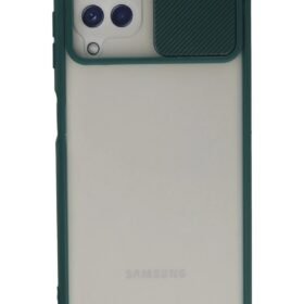 Samsung Galaxy A22 Kılıf Palm Buzlu Kamera Sürgülü Silikon - Yeşil-(5796)