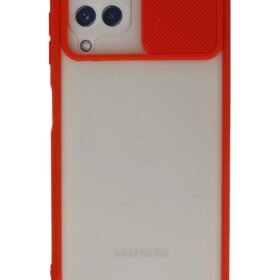 Samsung Galaxy A22 Kılıf Palm Buzlu Kamera Sürgülü Silikon - Kırmızı-(5796)
