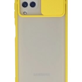 Samsung Galaxy A22 Kılıf Palm Buzlu Kamera Sürgülü Silikon - Sarı-(5796)