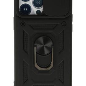 iPhone 13 Pro Kılıf Pars Lens Yüzüklü Silikon - Siyah-(5796)