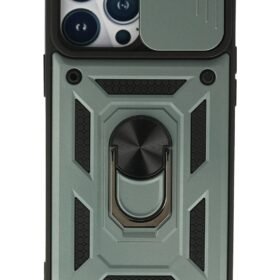 iPhone 13 Pro Kılıf Pars Lens Yüzüklü Silikon - Yeşil-(5796)