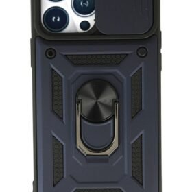 iPhone 13 Pro Max Kılıf Pars Lens Yüzüklü Silikon - Lacivert-(5796)