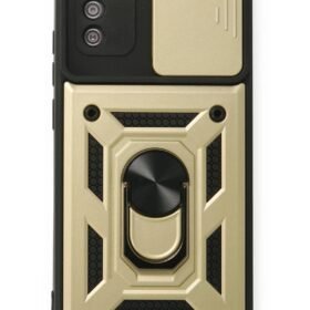 Samsung Galaxy A03S Kılıf Pars Lens Yüzüklü Silikon - Gold-(5796)