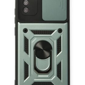 Samsung Galaxy A03S Kılıf Pars Lens Yüzüklü Silikon - Yeşil-(5796)