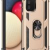Samsung Galaxy A03S Kılıf Sofya Yüzüklü Silikon Kapak - Gold-(5796)