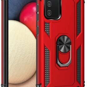 Samsung Galaxy A03S Kılıf Sofya Yüzüklü Silikon Kapak - Kırmızı-(5796)