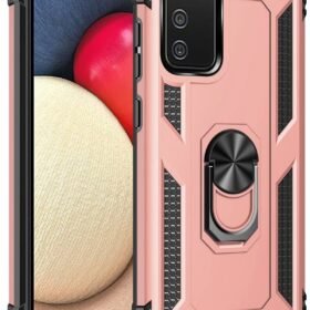 Samsung Galaxy A03S Kılıf Sofya Yüzüklü Silikon Kapak - Rose-(5796)