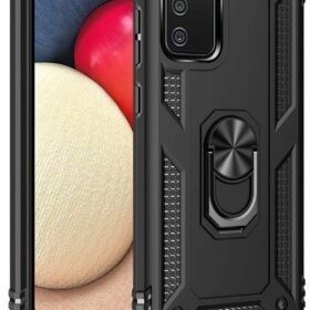 Samsung Galaxy A03S Kılıf Sofya Yüzüklü Silikon Kapak - Siyah-(5796)