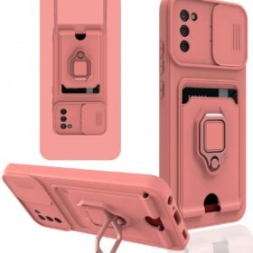 Samsung Galaxy A03S Kılıf Zuma Kartvizitli Yüzüklü Silikon - Pembe-(5796)