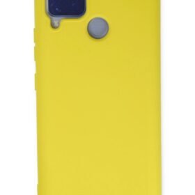 Realme C15 Kılıf Nano içi Kadife Silikon - Sarı-(5796)