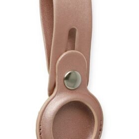 Airtag Askılı Deri Kılıf - Rose Gold-(5796)