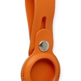 Airtag Askılı Deri Kılıf - Turuncu-(5796)