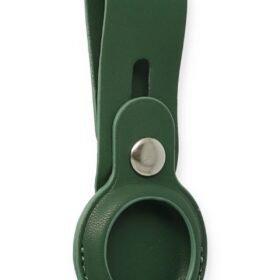 Airtag Askılı Deri Kılıf - Koyu Yeşil-(5796)