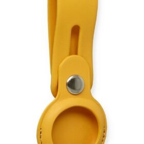 Airtag Askılı Deri Kılıf - Sarı-(5796)