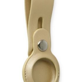 Airtag Askılı Deri Kılıf - Gold-(5796)