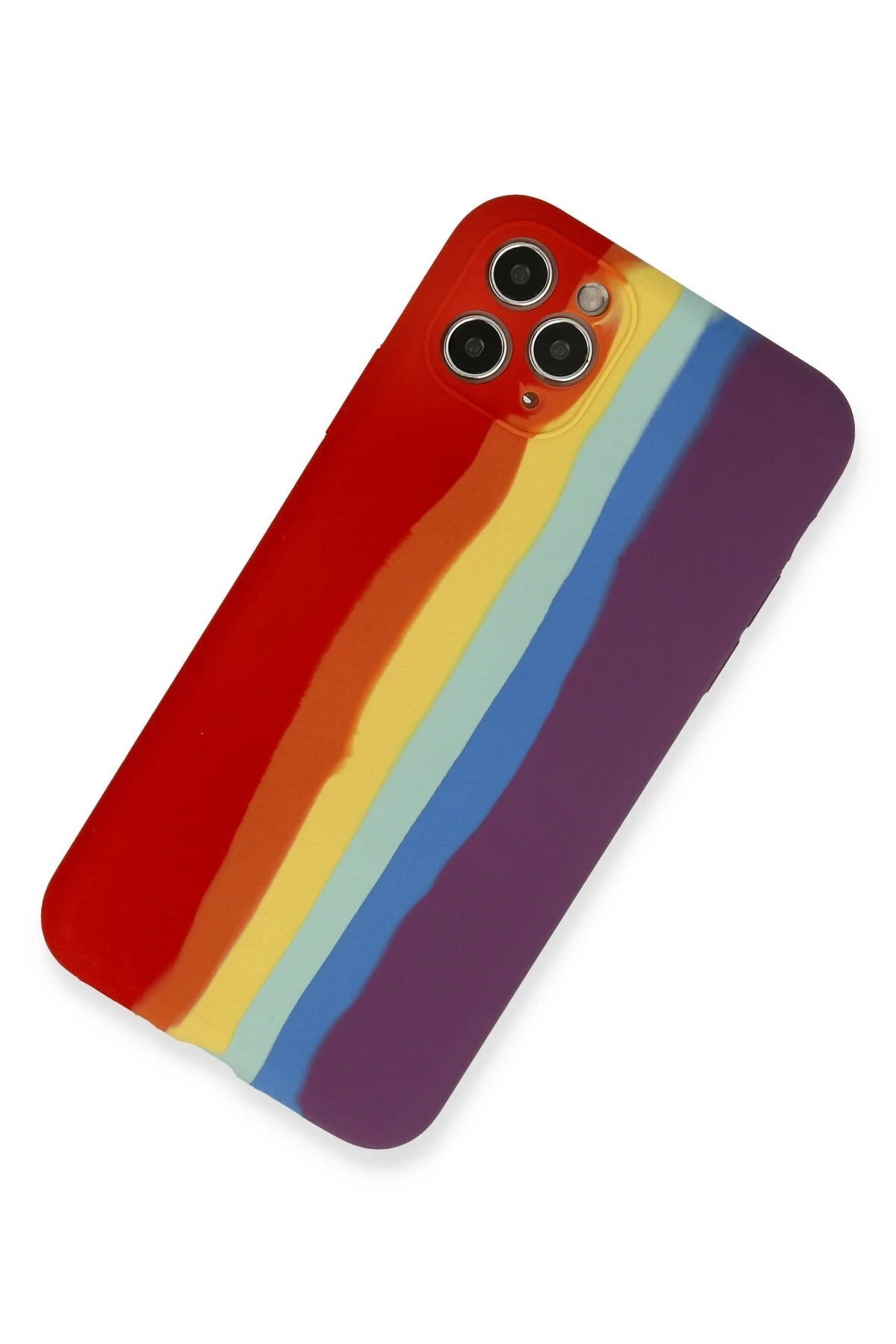 iPhone 11 Pro Kılıf Ebruli Lansman Silikon - Kırmızı-Mor-(5796) - Görsel 2