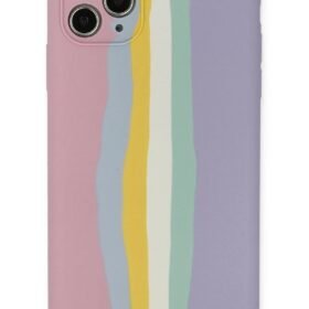 iPhone 11 Pro Kılıf Ebruli Lansman Silikon - Pembe-Lila-(5796)