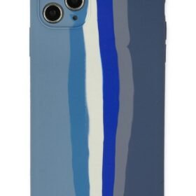 iPhone 11 Pro Kılıf Ebruli Lansman Silikon - Mavi-Gri-(5796)