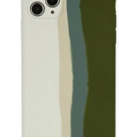 iPhone 11 Pro Kılıf Ebruli Lansman Silikon - Beyaz-Yeşil-(5796)