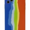 iPhone 11 Pro Kılıf Ebruli Lansman Silikon - Mavi-Turuncu-(5796)
