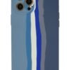 iPhone 12 Pro Kılıf Ebruli Lansman Silikon - Mavi-Gri-(5796)