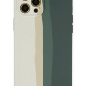 iPhone 12 Pro Kılıf Ebruli Lansman Silikon - Beyaz-Gri-(5796)