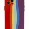 iPhone 12 Pro Max Kılıf Ebruli Lansman Silikon - Kırmızı-Mor-(5796)