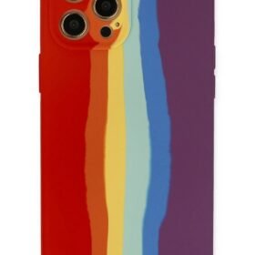 iPhone 12 Pro Max Kılıf Ebruli Lansman Silikon - Kırmızı-Mor-(5796)