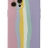 iPhone 12 Pro Max Kılıf Ebruli Lansman Silikon - Pembe-Lila-(5796)