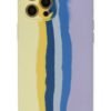 iPhone 12 Pro Max Kılıf Ebruli Lansman Silikon - Sarı-Lila-(5796)