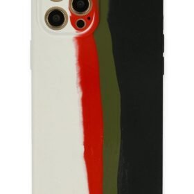 iPhone 12 Pro Max Kılıf Ebruli Lansman Silikon - Beyaz-Siyah-(5796)