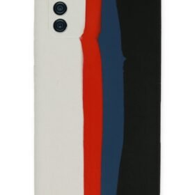 Samsung Galaxy A03S Kılıf Ebruli Lansman Silikon - Beyaz-Siyah-(5796)
