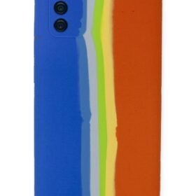 Samsung Galaxy A03S Kılıf Ebruli Lansman Silikon - Mavi-Turuncu-(5796)