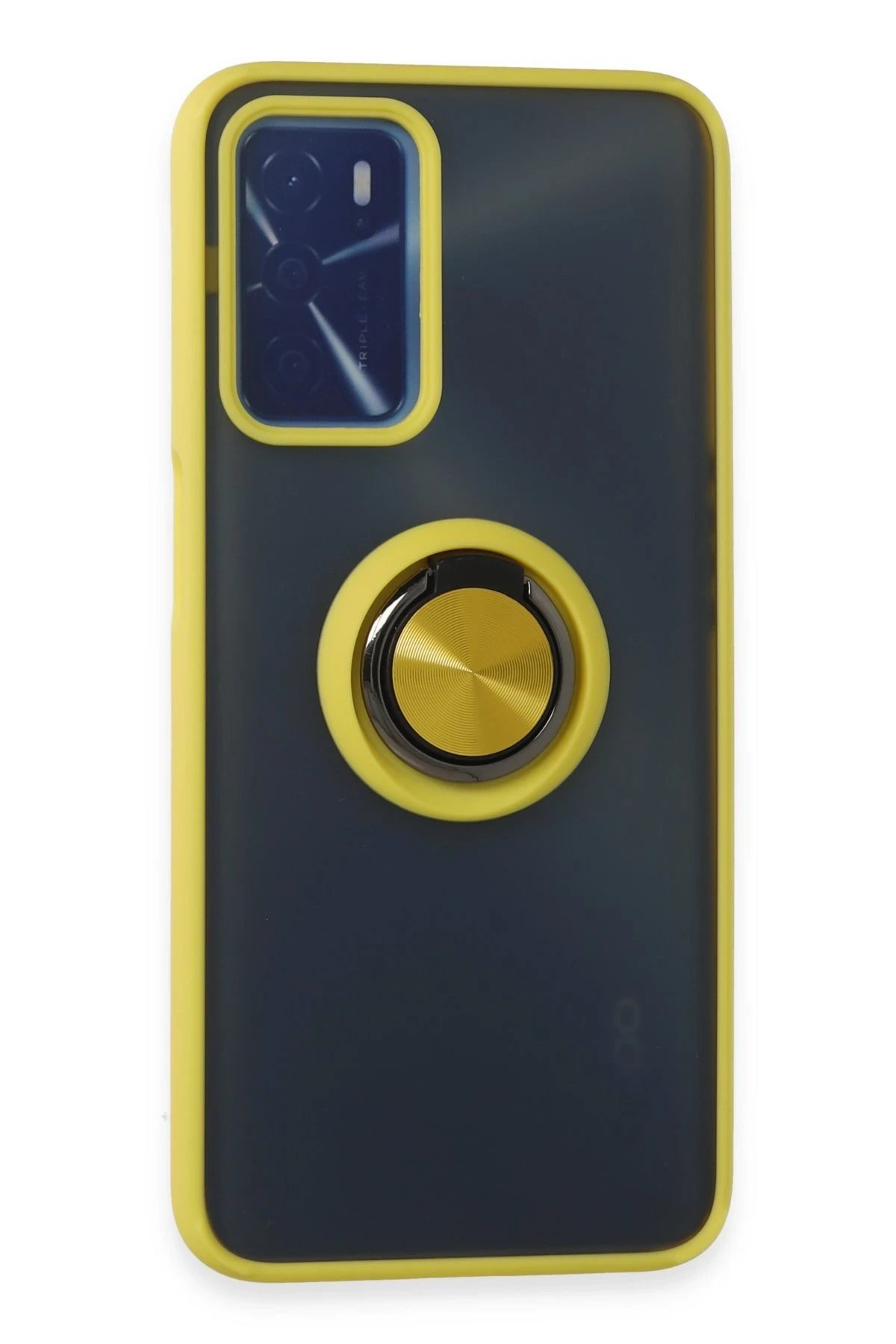 Oppo A16 Kılıf Montreal Yüzüklü Silikon Kapak - Sarı-(5796)