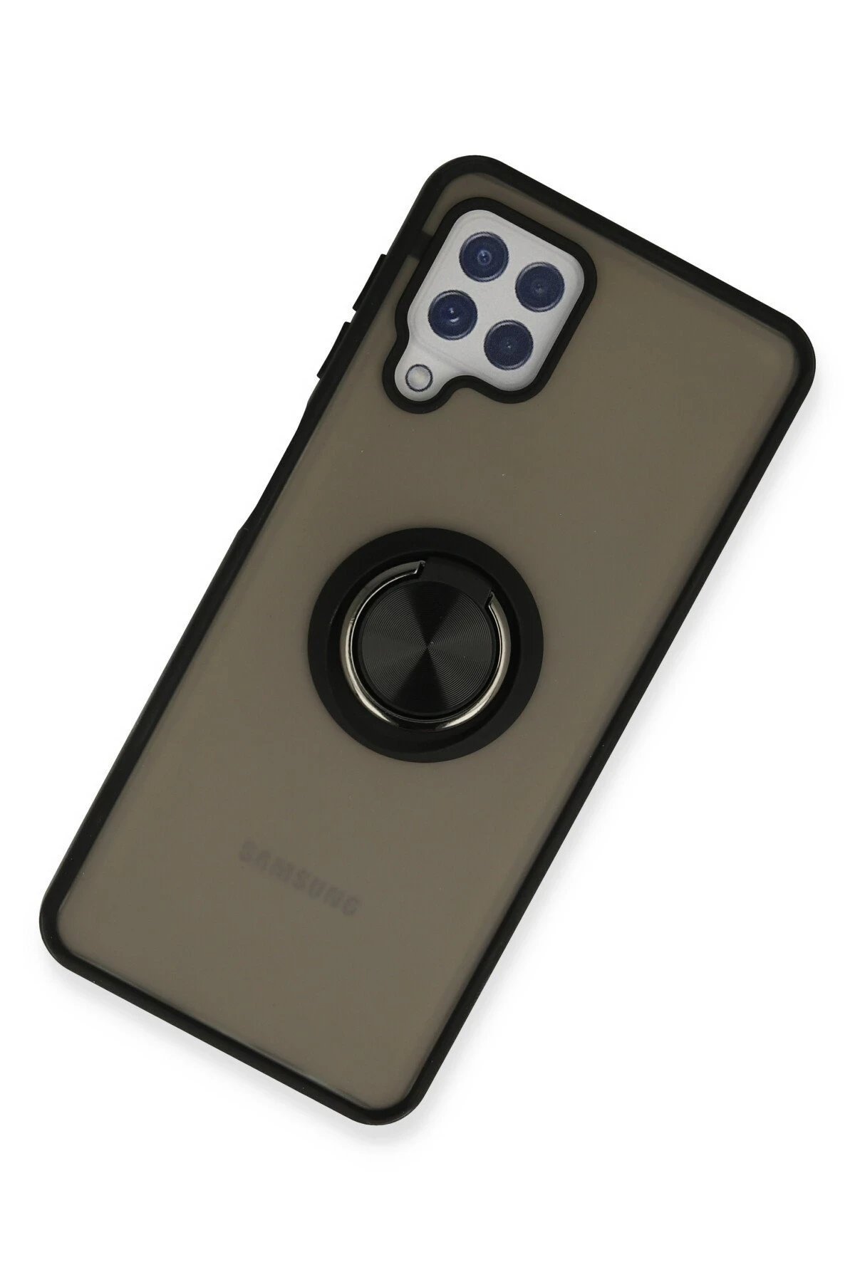 Samsung Galaxy A22 Kılıf Montreal Yüzüklü Silikon Kapak - Siyah-(5796) - Görsel 2