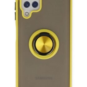 Samsung Galaxy A22 Kılıf Montreal Yüzüklü Silikon Kapak - Sarı-(5796)