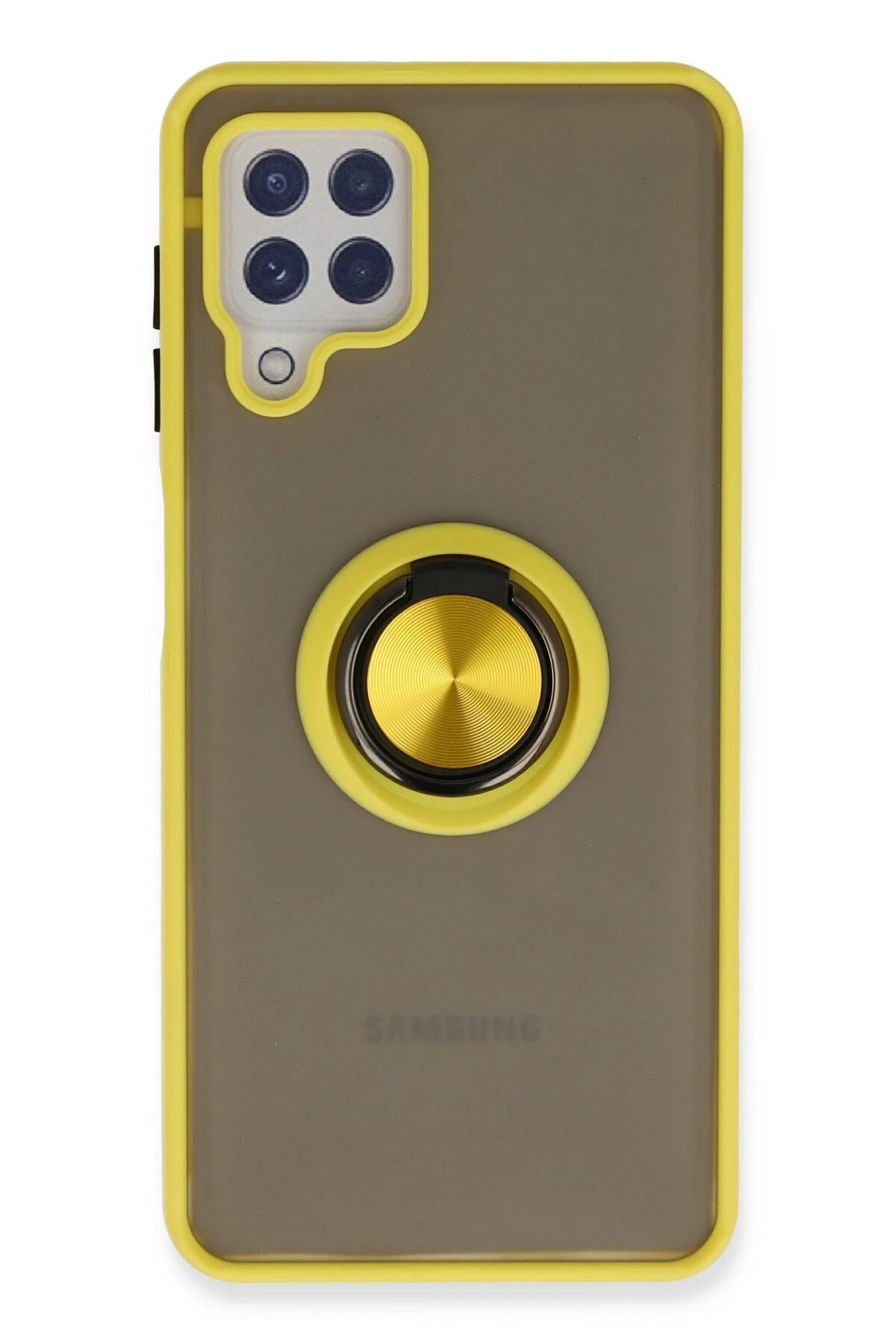 Samsung Galaxy A22 Kılıf Montreal Yüzüklü Silikon Kapak - Sarı-(5796)