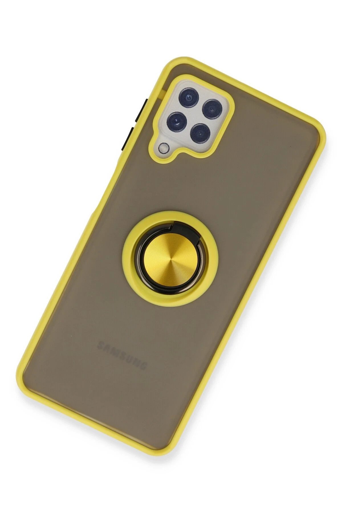 Samsung Galaxy A22 Kılıf Montreal Yüzüklü Silikon Kapak - Sarı-(5796) - Görsel 2