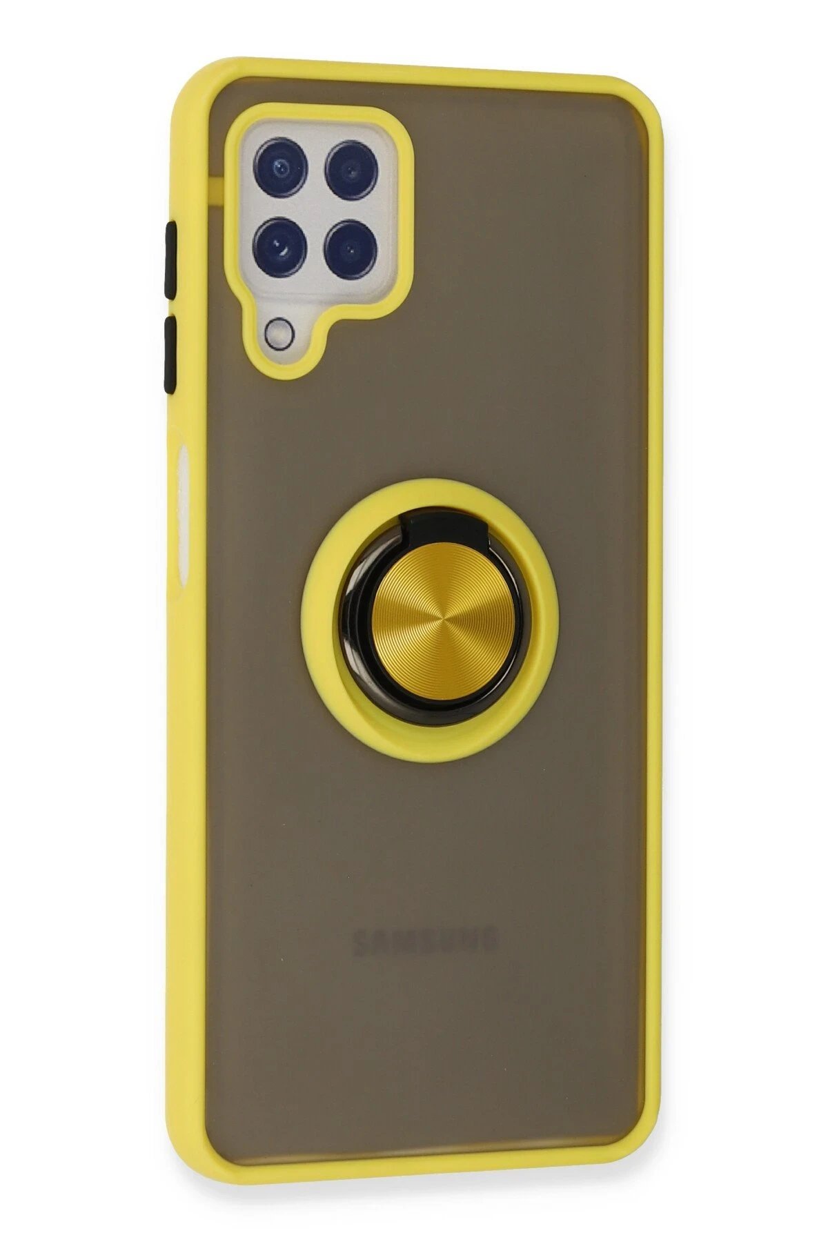 Samsung Galaxy A22 Kılıf Montreal Yüzüklü Silikon Kapak - Sarı-(5796) - Görsel 3