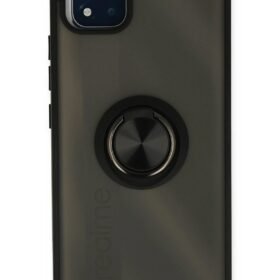 Realme C11 2021 Kılıf Montreal Yüzüklü Silikon Kapak - Siyah-(5796)