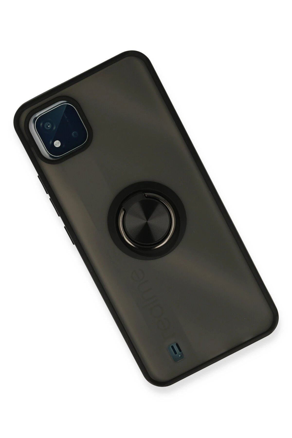 Realme C11 2021 Kılıf Montreal Yüzüklü Silikon Kapak - Siyah-(5796) - Görsel 2