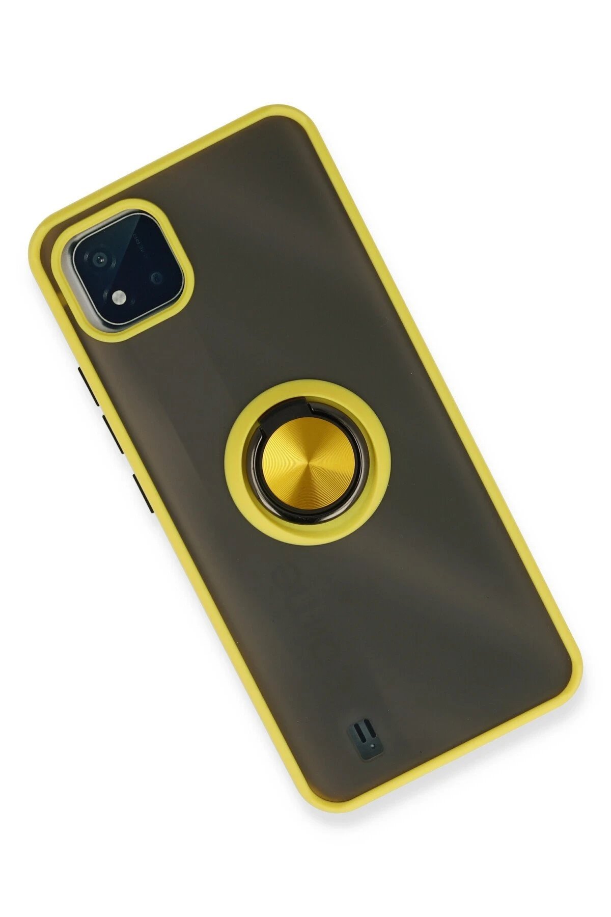 Realme C11 2021 Kılıf Montreal Yüzüklü Silikon Kapak - Sarı-(5796) - Görsel 2