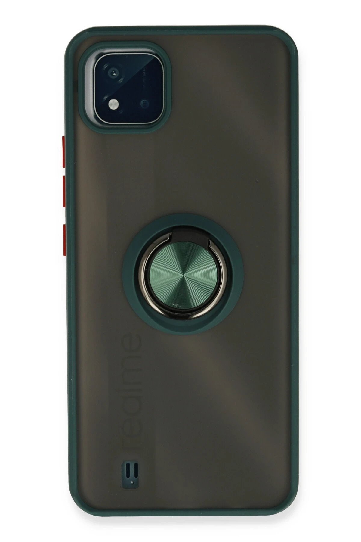 Realme C11 2021 Kılıf Montreal Yüzüklü Silikon Kapak - Yeşil-(5796)