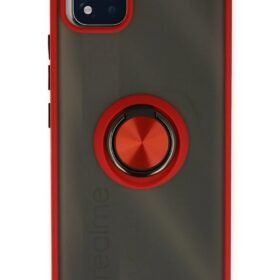 Realme C11 2021 Kılıf Montreal Yüzüklü Silikon Kapak - Kırmızı-(5796)