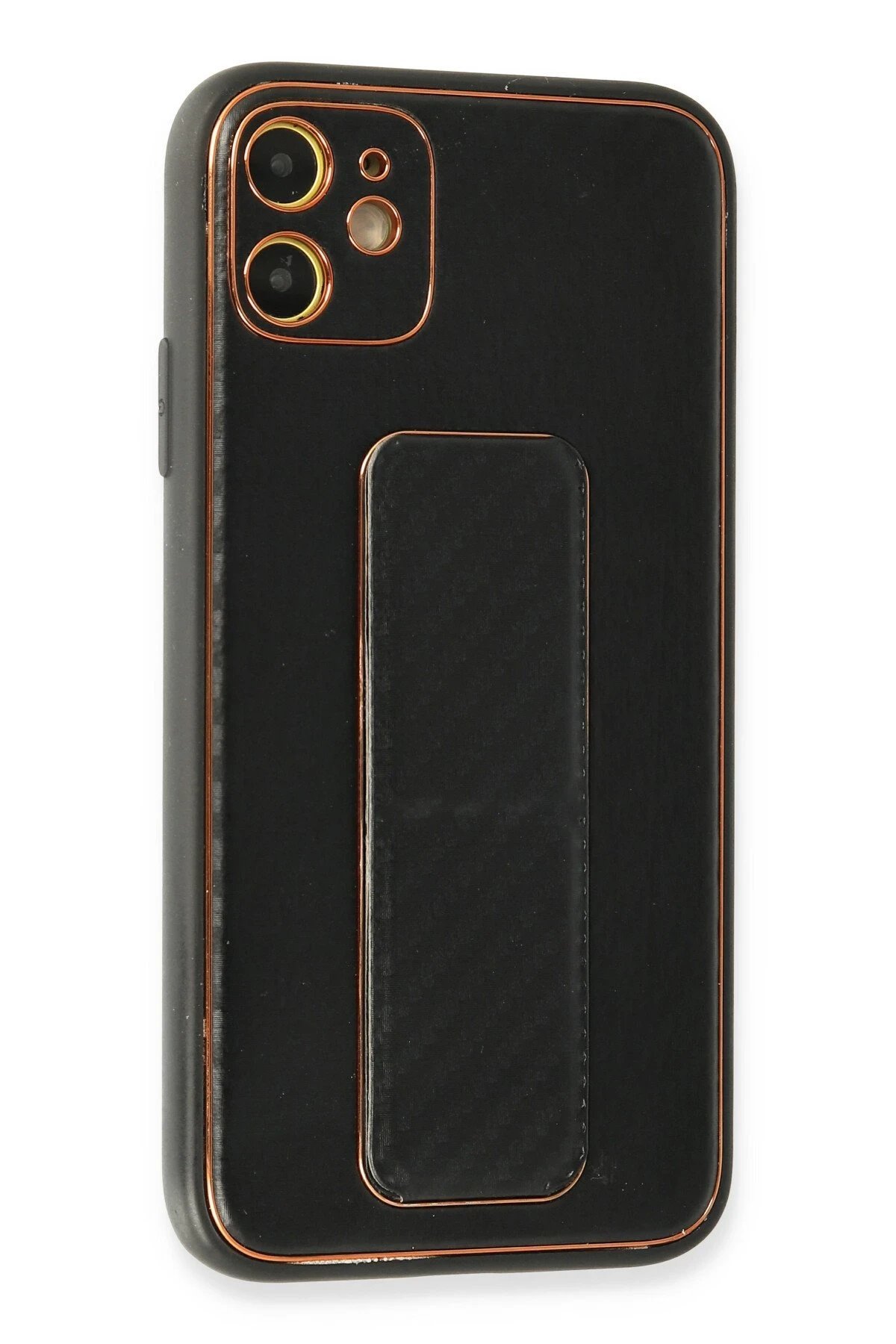 iPhone 12 Kılıf Coco Karbon Standlı Kapak - Siyah-(5796) - Görsel 2