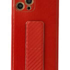 iPhone 12 Pro Kılıf Coco Karbon Standlı Kapak - Kırmızı-(5796)